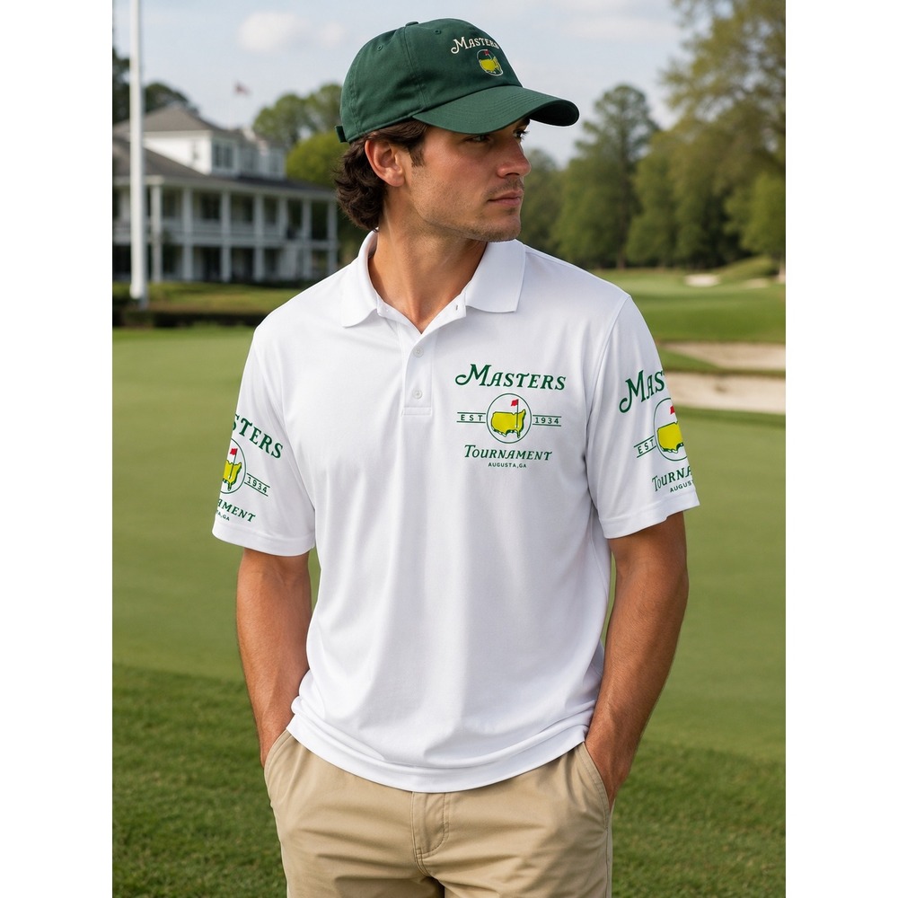 Masters Tournament Augusta GA Polo Shirt Men's 2XL White Golf Polyester
